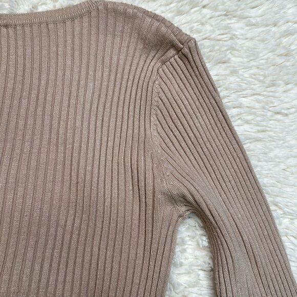 Adrienne Vittadini Ribbed Sweater in Blush/Nude Size Small - Picture 7 of 8
